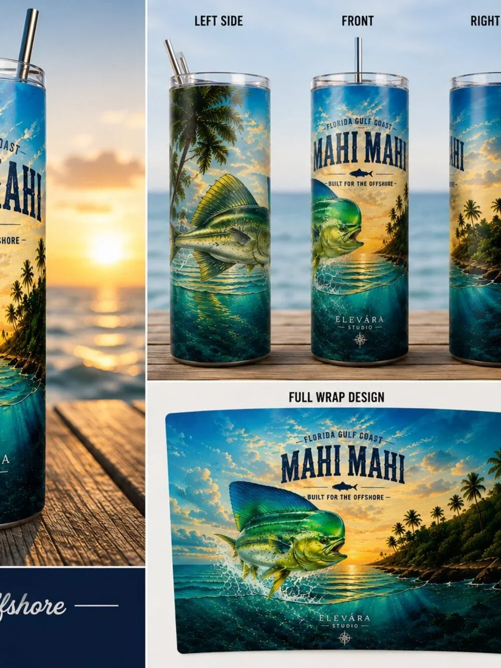 Mahi Mahi 20 oz Stainless Steel Fishing Tumbler Florida Gulf Coast Collection